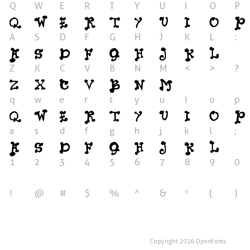 Character Map of JMH PETS CAPS Regular