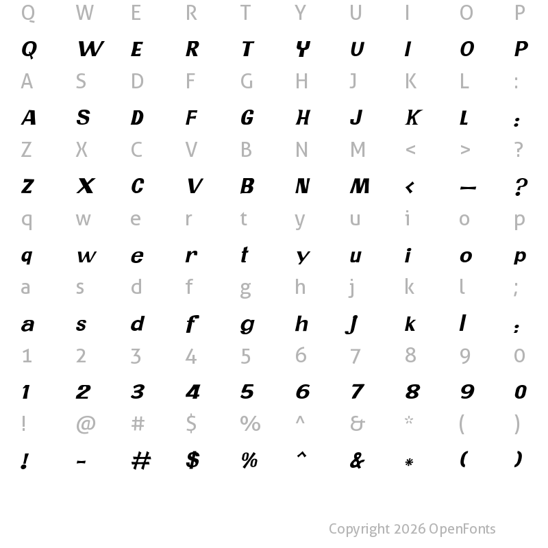 Character Map of JMH PR Italic