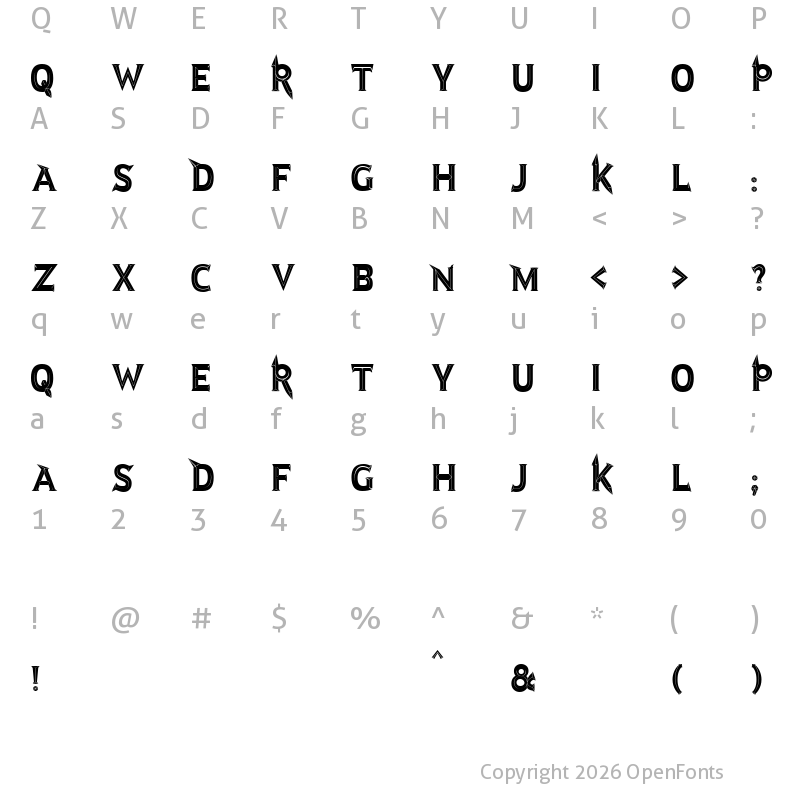 Character Map of JMH Rastan Black Regular