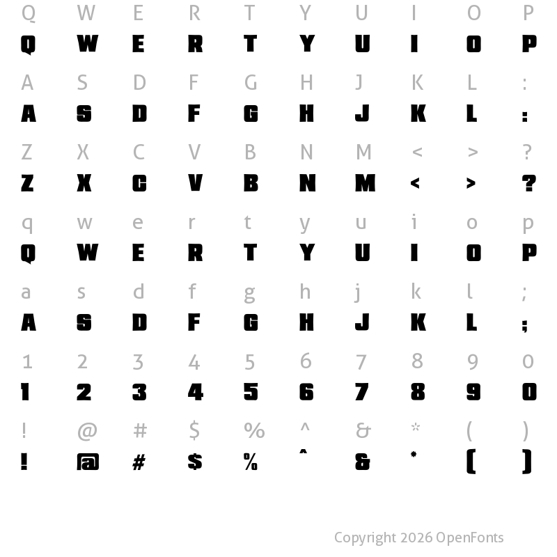 Character Map of JMH Savage Regular