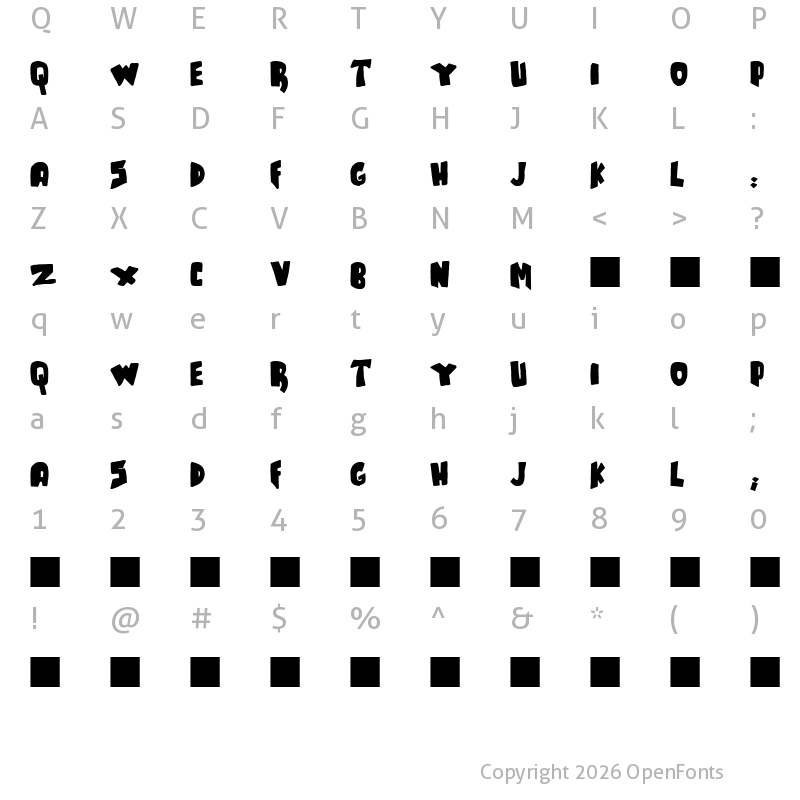 Character Map of JMH TALES Regular
