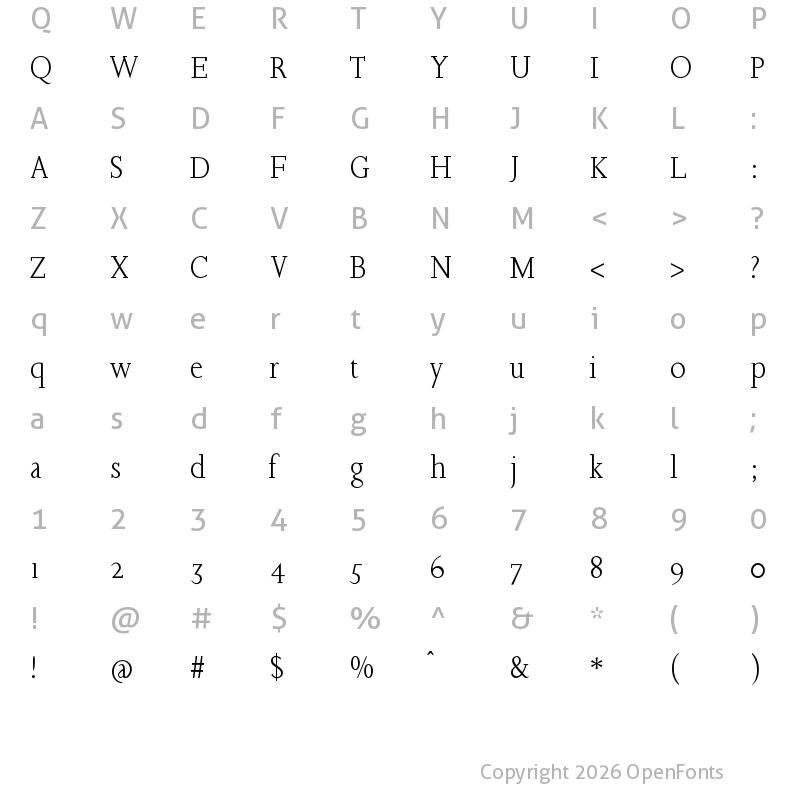 Character Map of JoaoCond-Light Regular