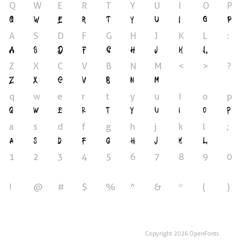 Character Map of Jocker FREE Regular