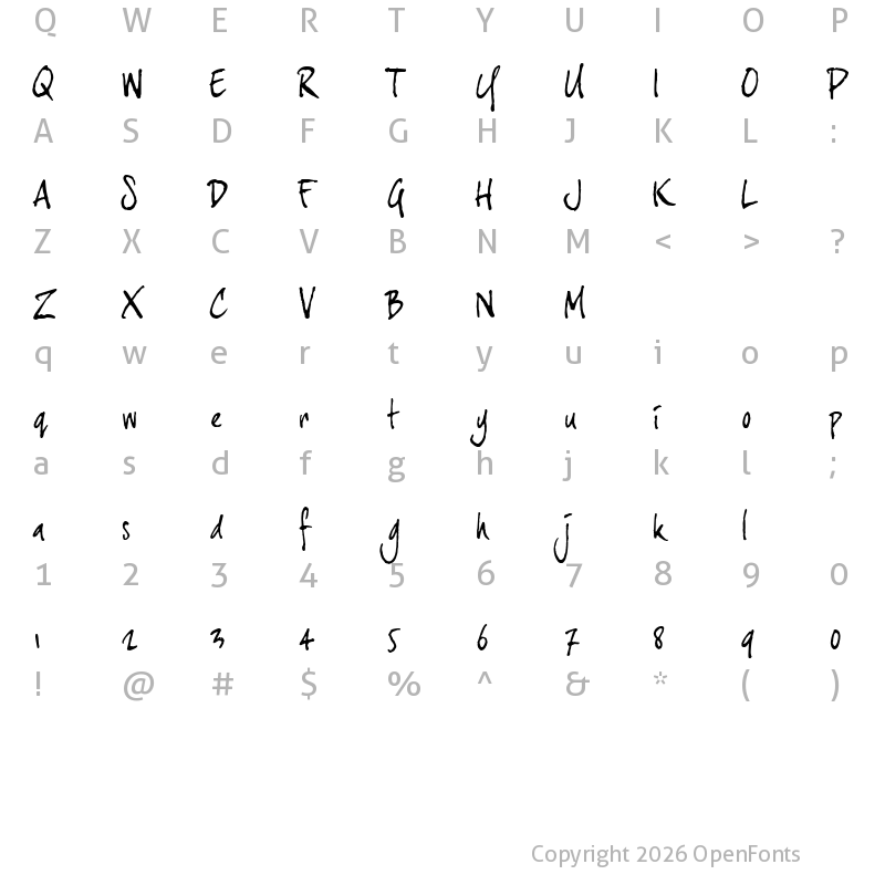 Character Map of joeHand 3 Regular