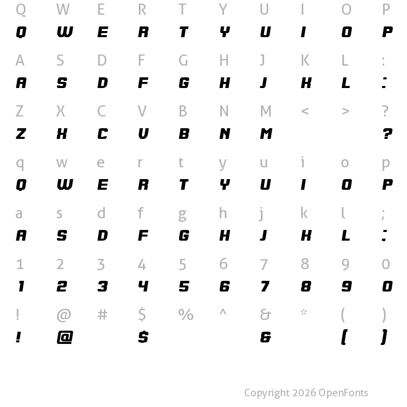 Character Map of Johana Italic