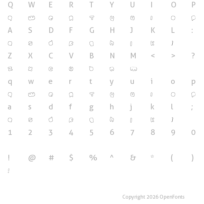 Character Map of Johanneke Light Mixed Regular