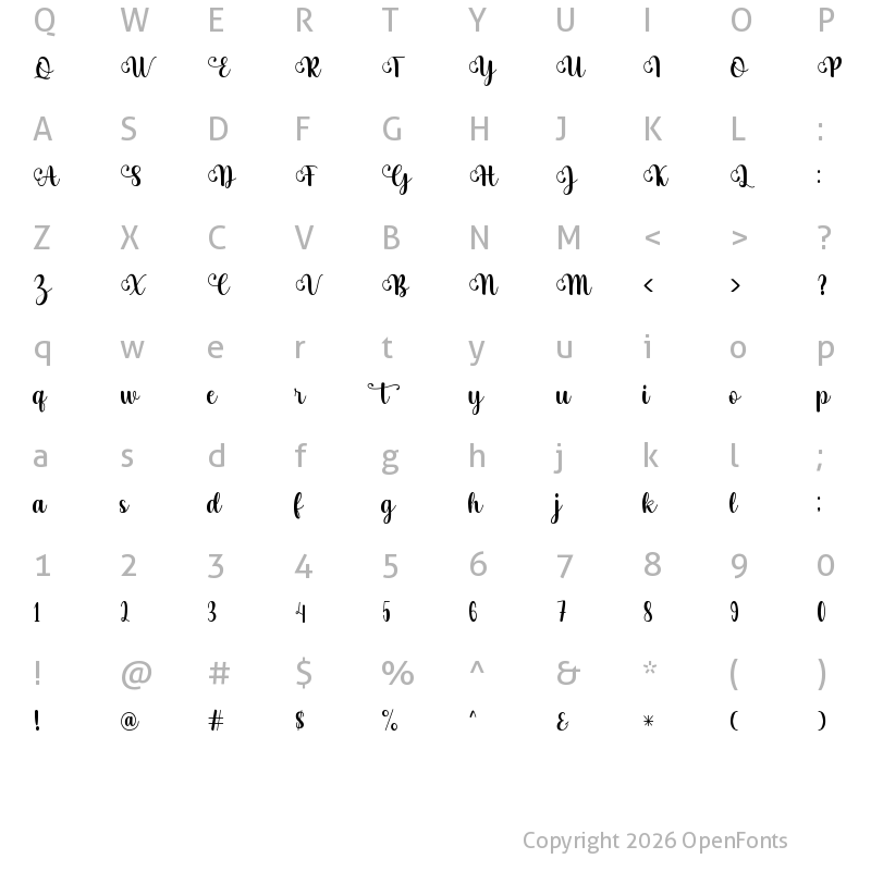 Character Map of Jollypetter Regular