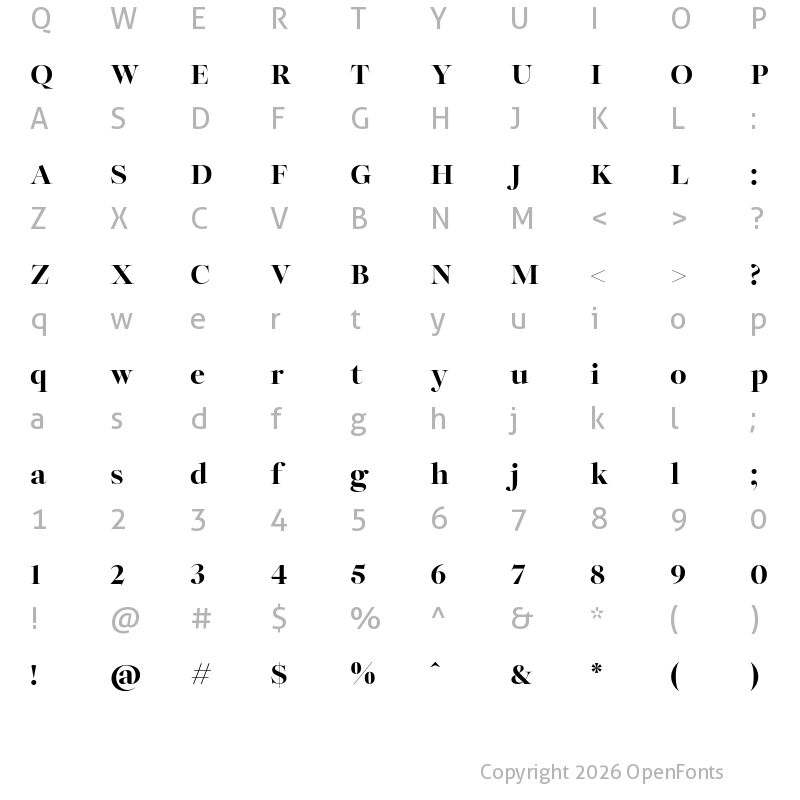 Character Map of Joly Display Black