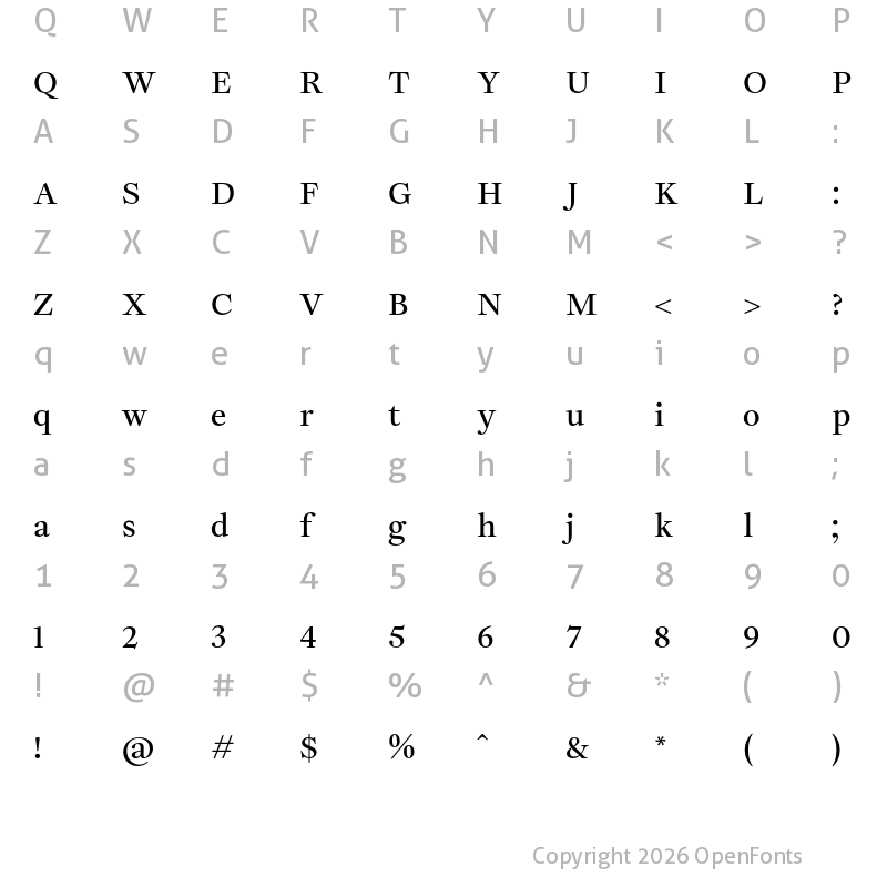 Character Map of Joly Headline Medium