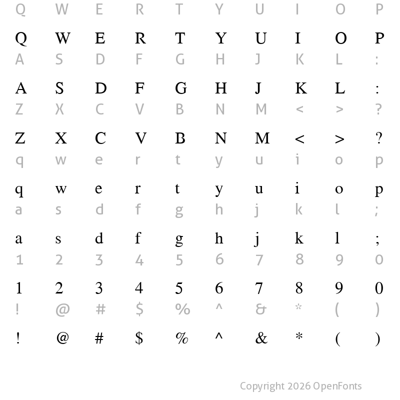 Character Map of Jomolhari Regular