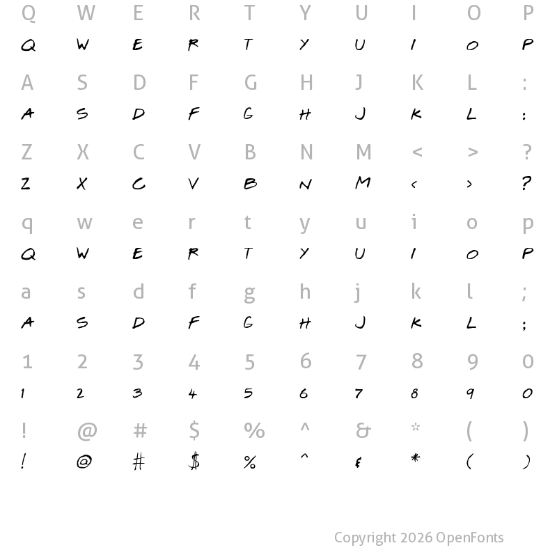 Character Map of Josef Xuereb's Friends Bold