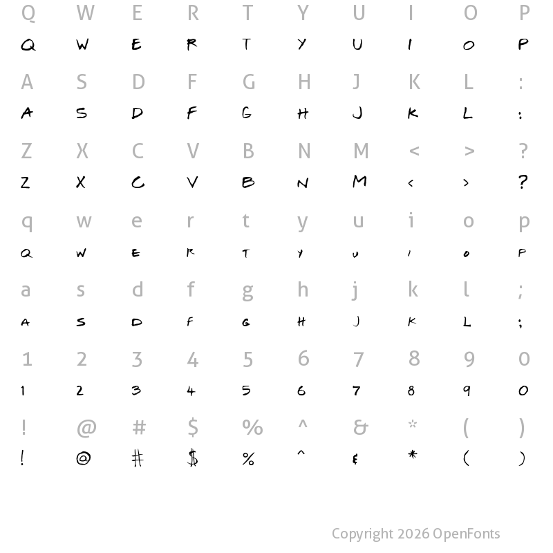 Character Map of Josef Xuereb's Friends Bold Italic