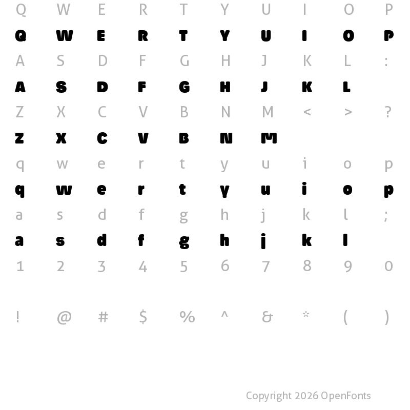 Character Map of Josefa Rounded Reduced Black