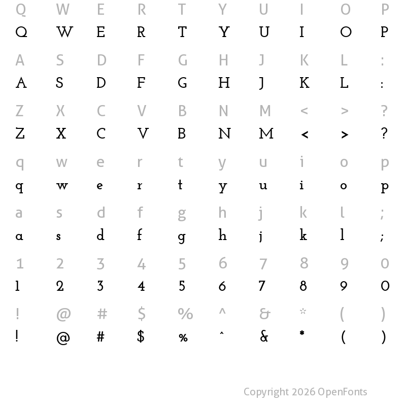 Character Map of Josefin Slab Bold