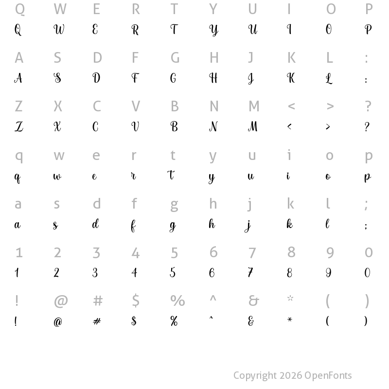 Character Map of josephsophia Regular