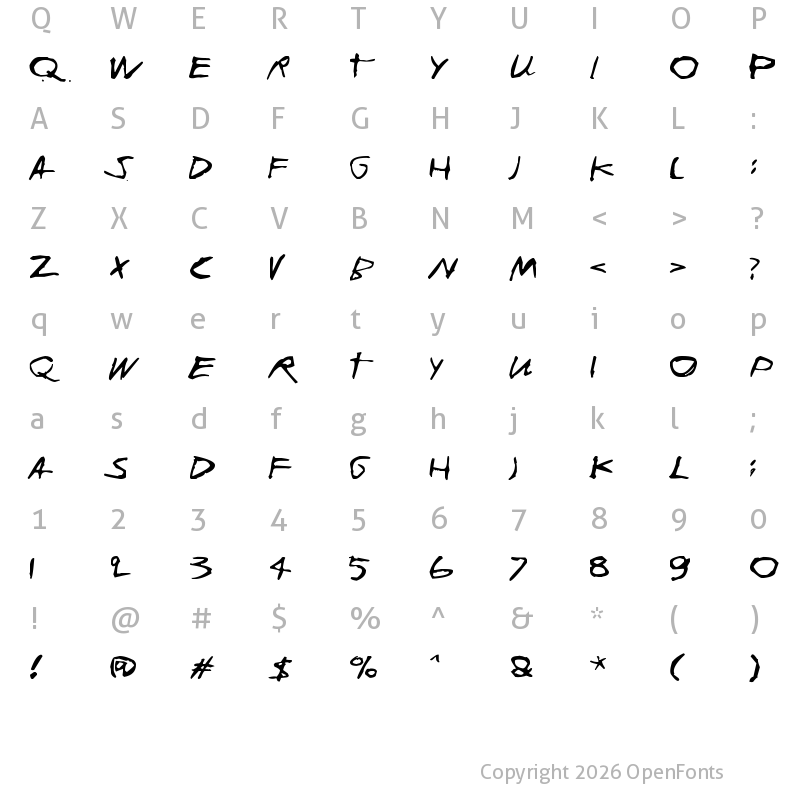 Character Map of Joskus Ei Regular