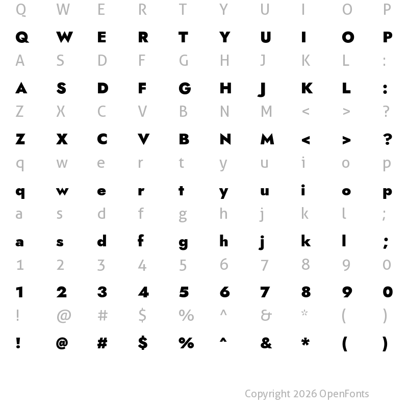 Character Map of Jost Black