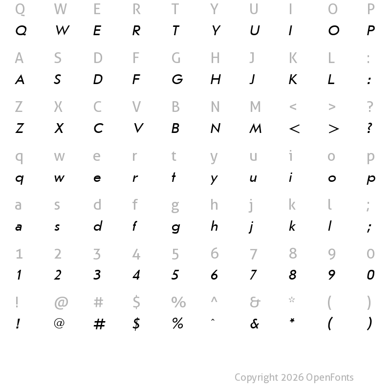 Character Map of JournalSans Italic Cyrillic