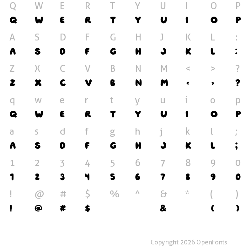 Character Map of Jouzu Regular