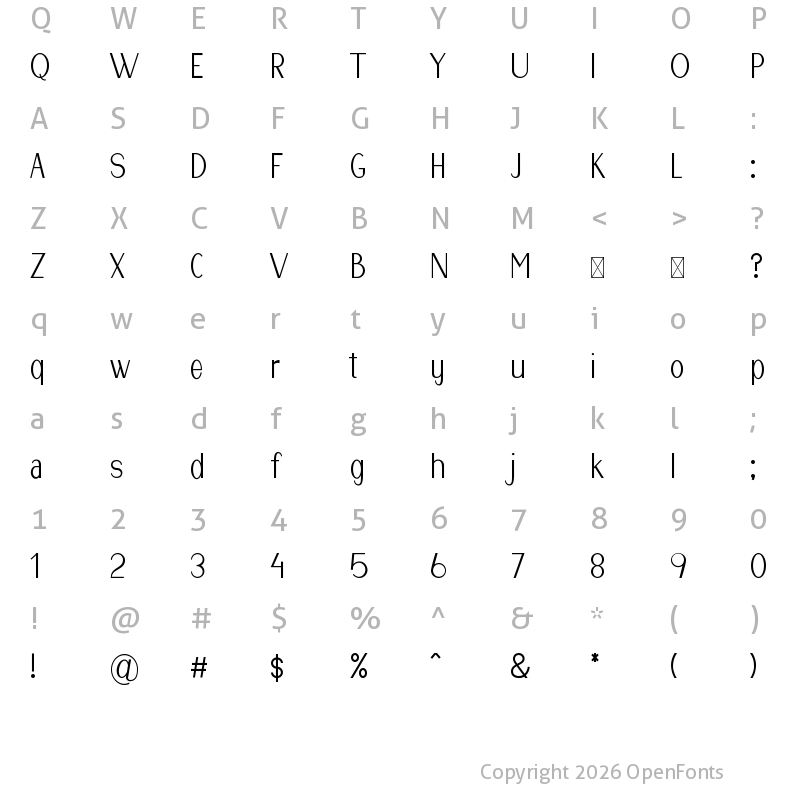 Character Map of Jufatti Regular