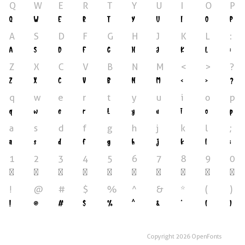 Character Map of Juliette Regular