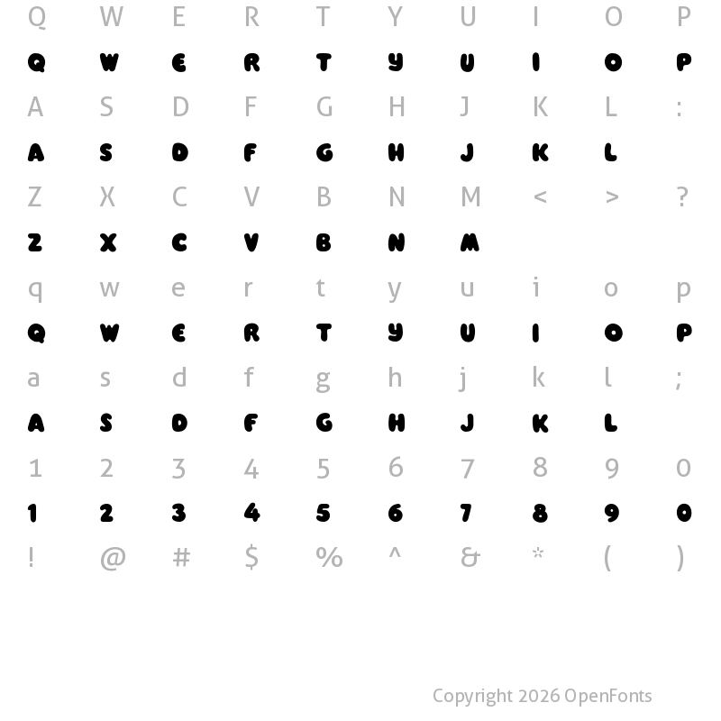 Character Map of Jumbalo Regular