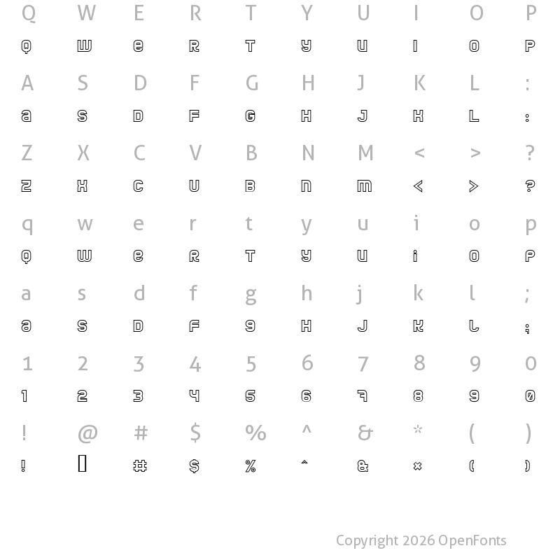Character Map of Jumbo Outline Regular