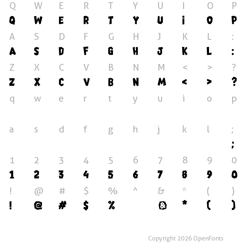Character Map of Jump and Play Regular