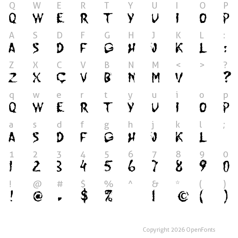 Character Map of JUMP BURN IP Regular