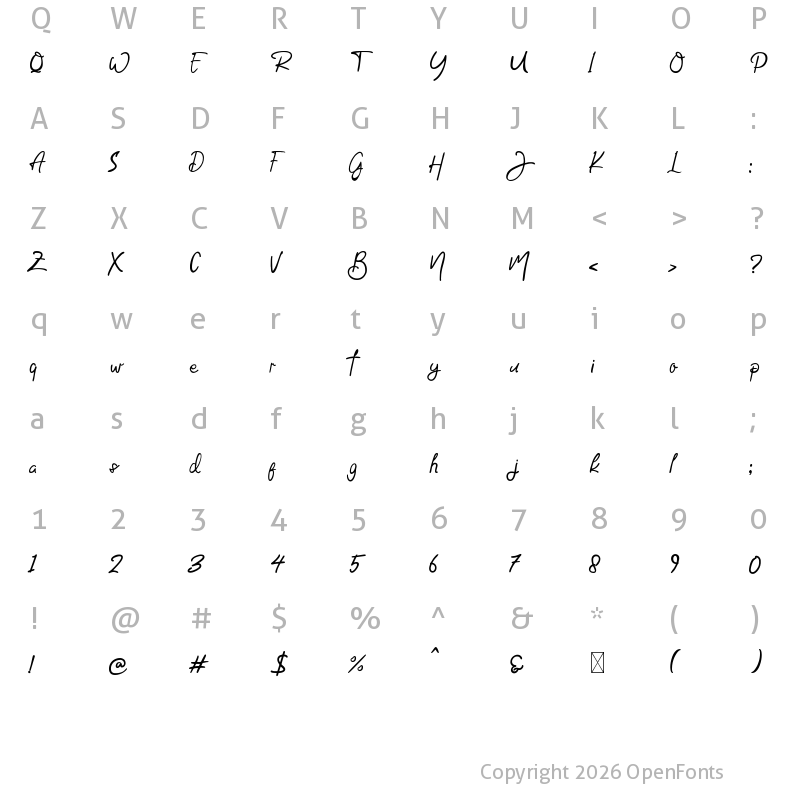 Character Map of Jump Royce Regular