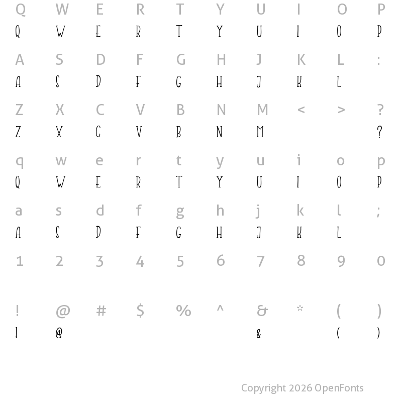Character Map of Jumping Frog Demo Regular