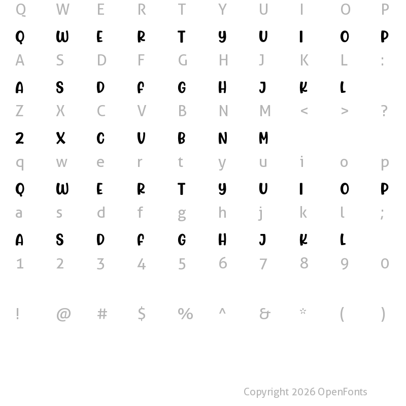 Character Map of Jumping Unicorn Regular