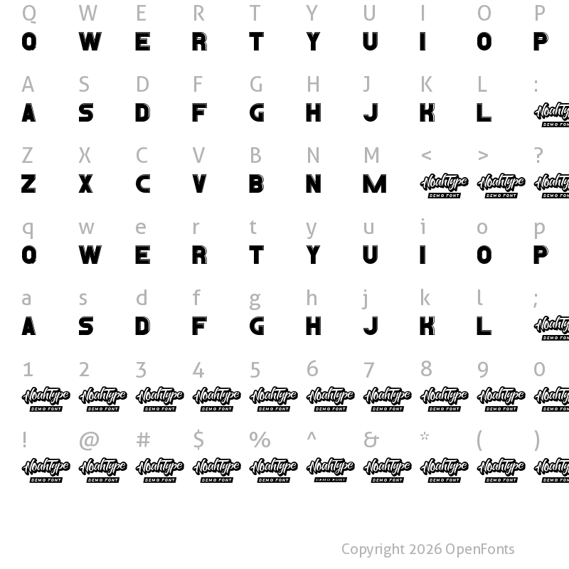 Character Map of Jumpoff Demo Regular