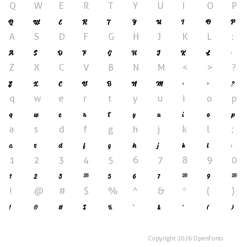 Character Map of Jungle Rumble V.02 Regular