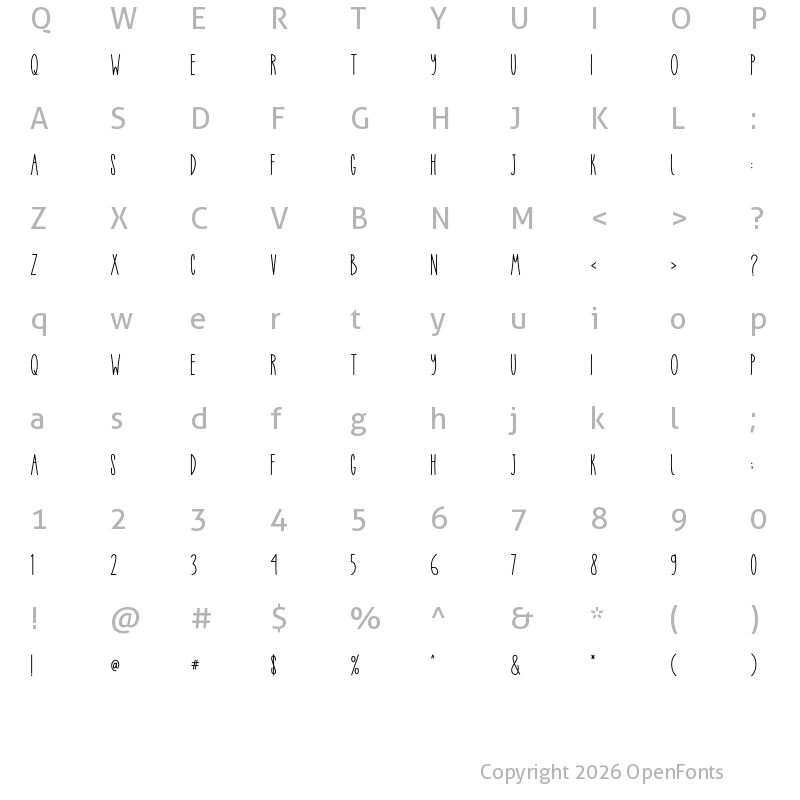 Character Map of Just Believe Regular