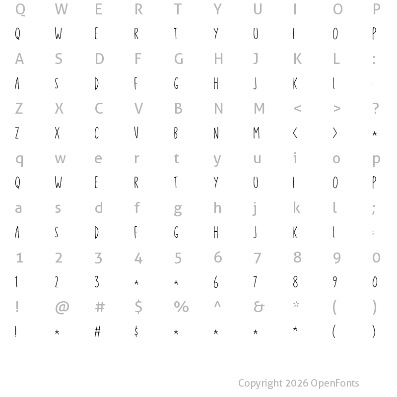 Character Map of Just in case DEMO Regular