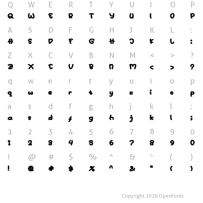 Character Map of Just Kids Bold