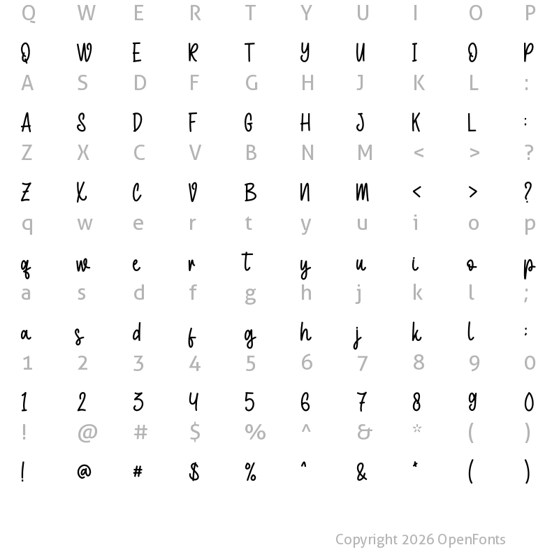 Character Map of Just Okey - Personal Use Regular