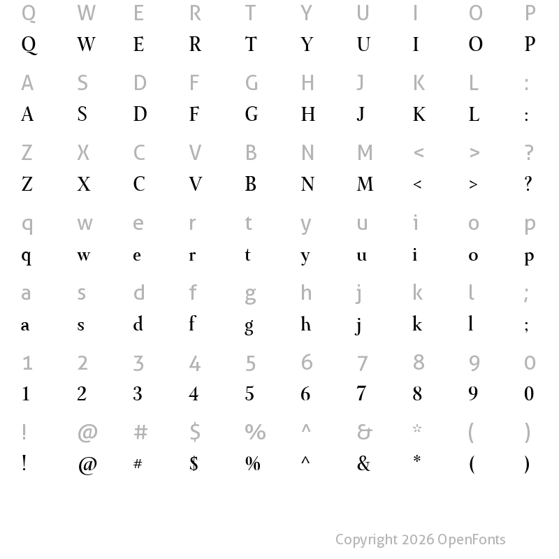 Character Map of Juste Regular