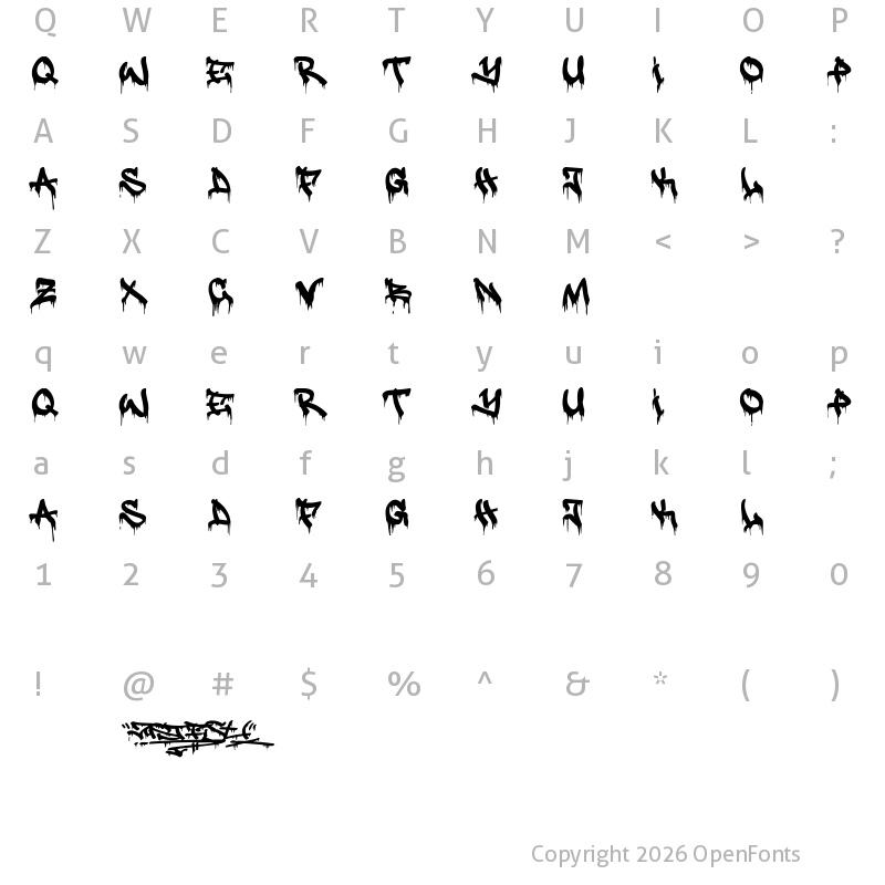 Character Map of justfist2 Regular