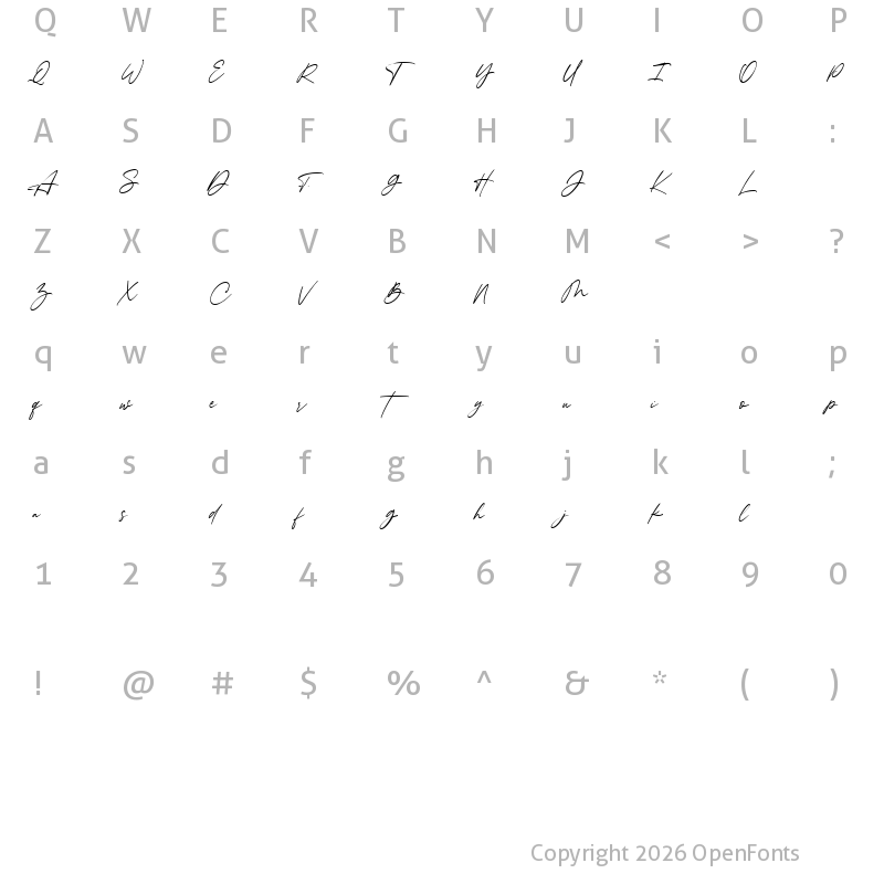 Character Map of Justline Regular