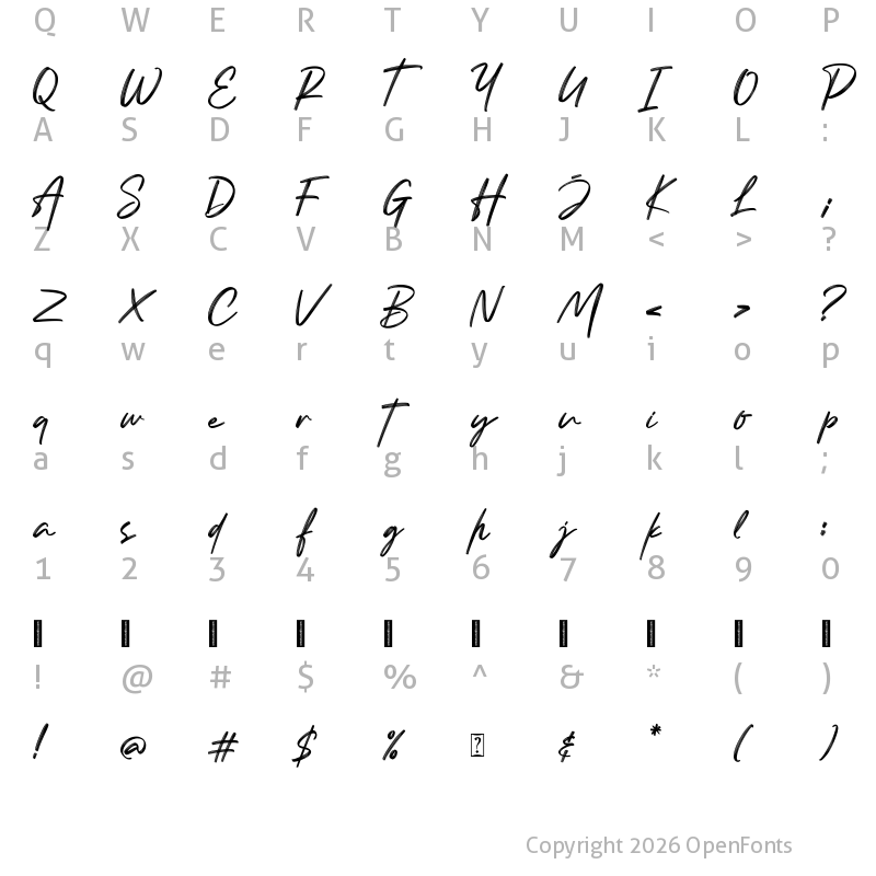 Character Map of Justone Regular