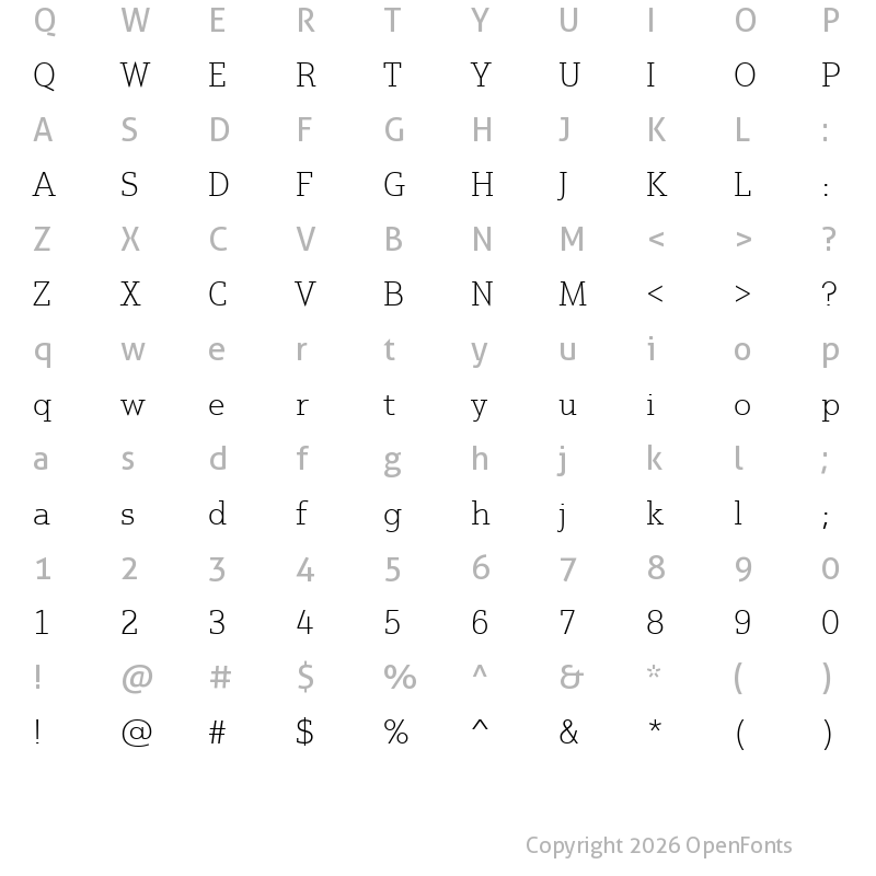 Character Map of Justus Pro Thin