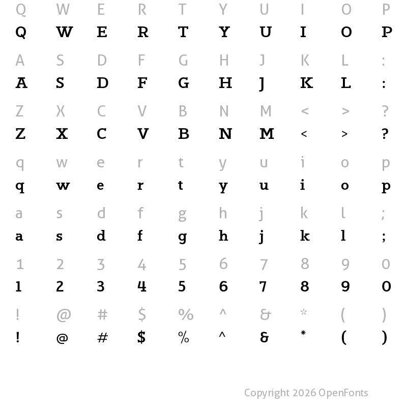 Character Map of Jutlandia Slab Bold