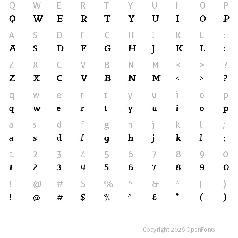 Character Map of Jutlandia Slab Bold Italic