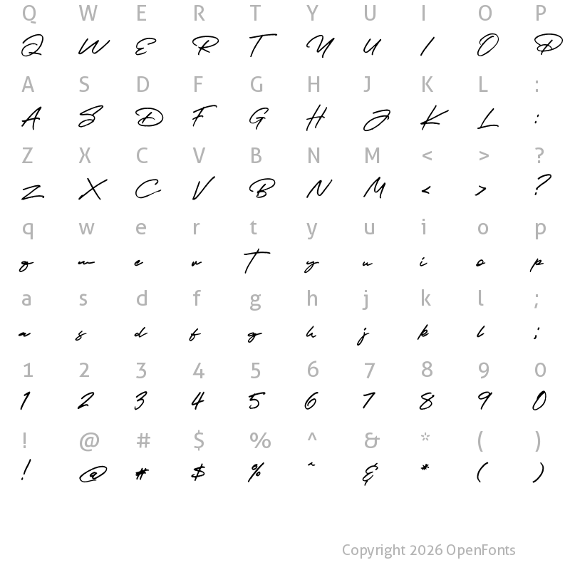 Character Map of JV Signature Regular