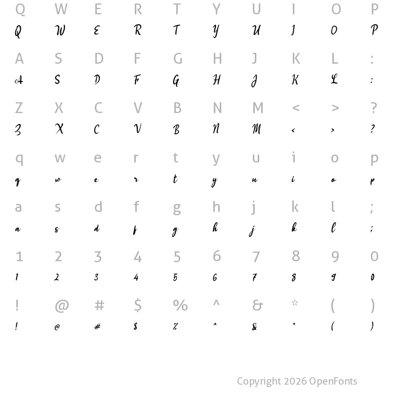 Character Map of K Kita Kembali Regular