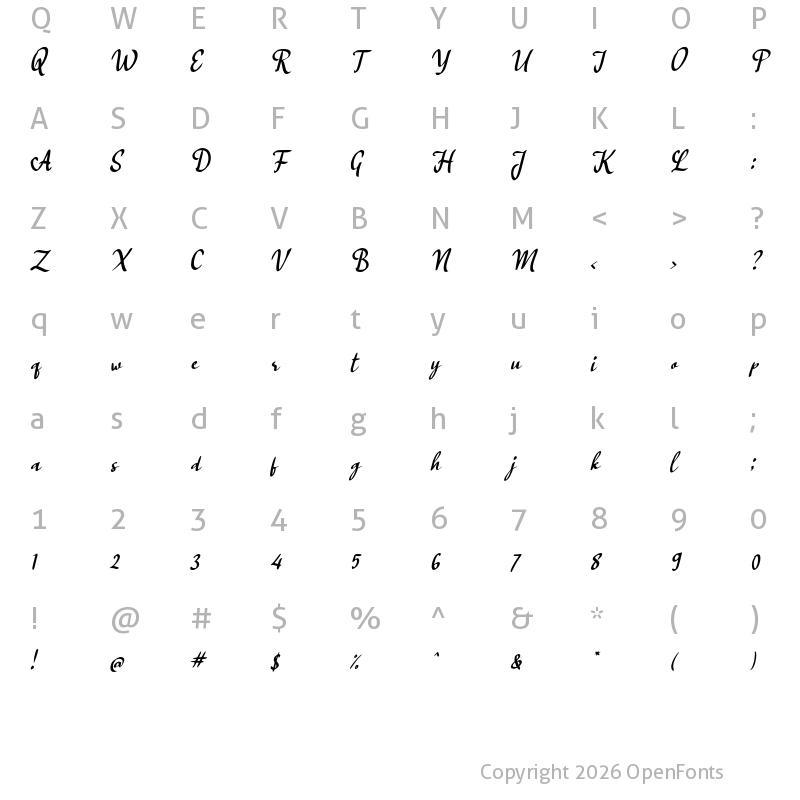 Character Map of K Kupat Lebaran Regular