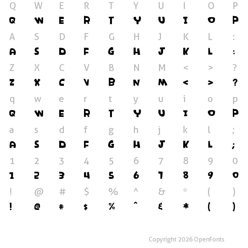 Character Map of K26Rambunctious Regular