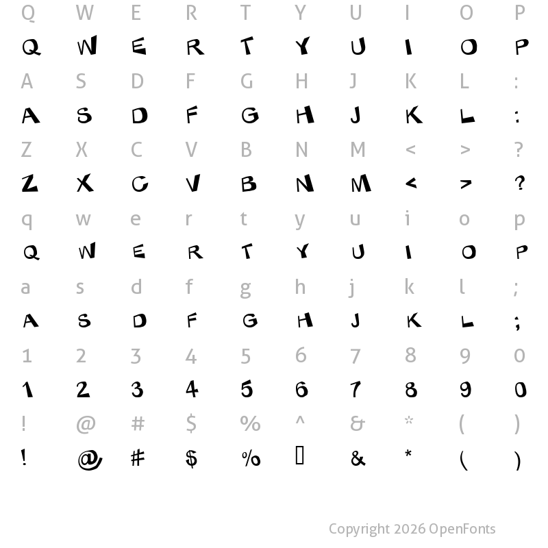 Character Map of KaBlam! Regular